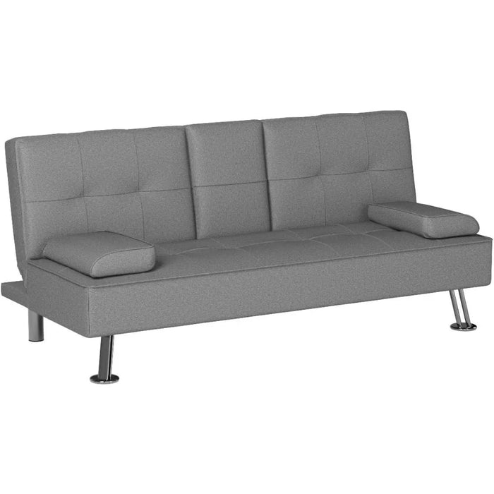 Best Choice Products Linen Modern Folding Futon, Reclining Sofa Bed for Apartment, Dorm w/Removable Armrests