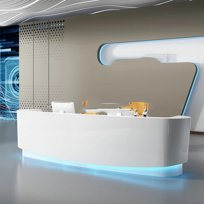 Modern Shop Salon Reception Desk Front White Commercial Bar Cash Premium Reception Desks Wooden Schreibtisch Furniture HDH