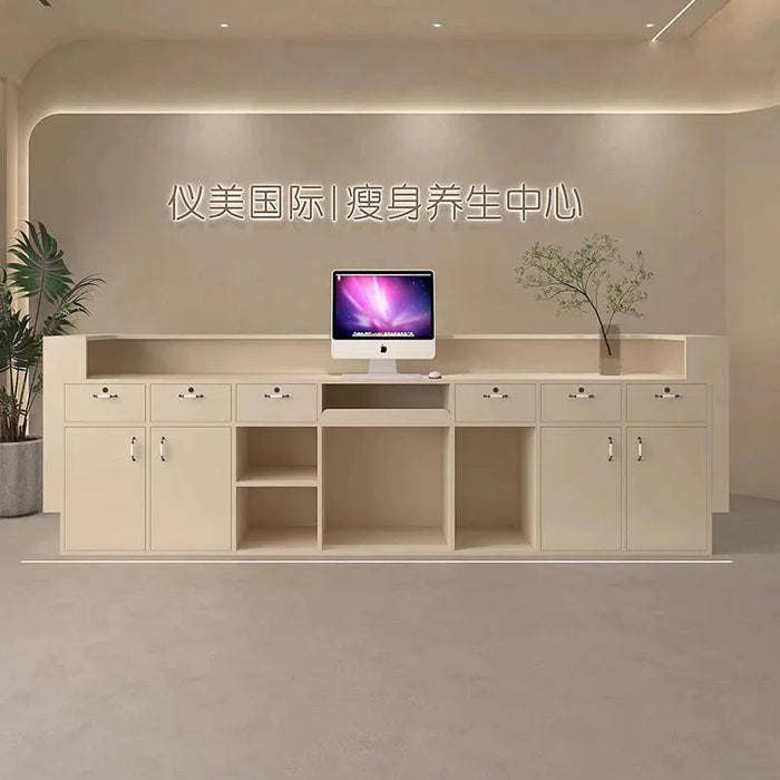 Wooden Service Desk Front Office Vanity Modern Reception Desk Rostrum Executive Computer Rivanie Per Ufficio Moderno Furniture