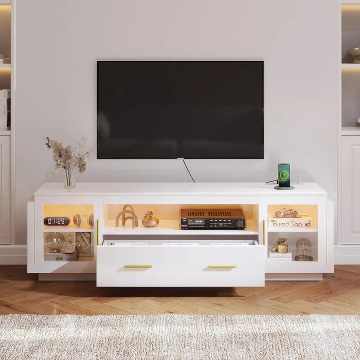 YITAHOME TV Stand for TVs up to 75" w/LED Power Outlets, Modern Entertainment Center Media Console Table
