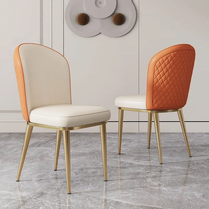 High Back Gold Leg Dinning Chair Table Modern Faux Leather Comfortable Kitchen Chairs Dining Room Office Cadeira Home Furniture