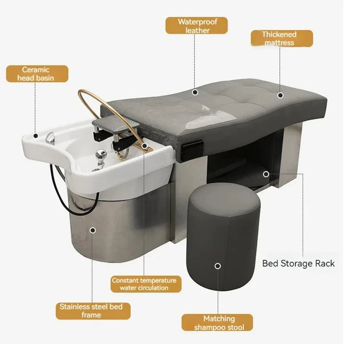 Shower Equipment Shampoo Chairs Water Circulation Thai Shampoo Bed Head Spa Massage Table Lavacabezas Salon Furniture WKXF