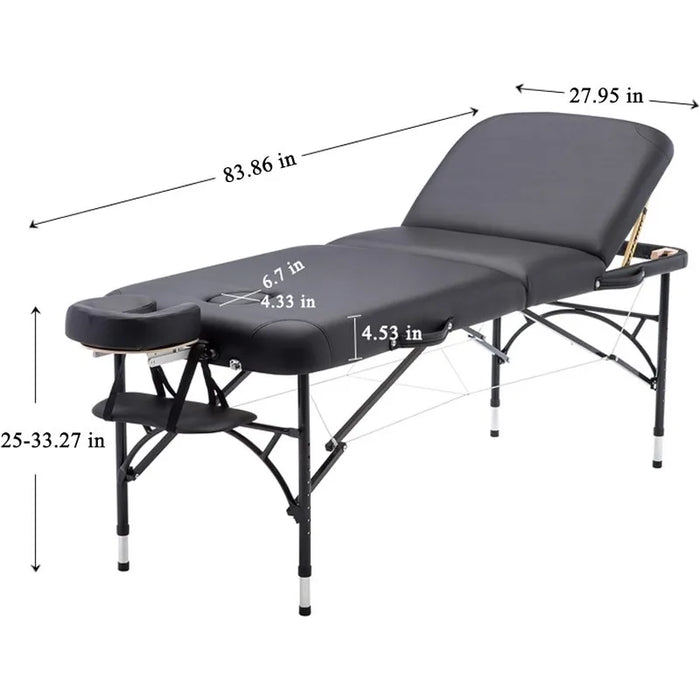 28" Width 3 Folding Portable Lightweight Massage Table Facial Salon Spa Tattoo Bed with Aluminium Leg for Home Office
