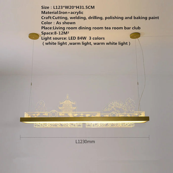 ANITA Modern Pendant Chandelier LED 3 Colors Chinese Gold Luxury Creative Hanging Lights Fixture For Dining Room Tea-house