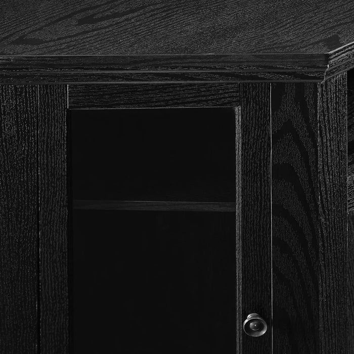 TV cabinet, classic glass door fireplace corner TV bracket, suitable for 55 inch black TV cabinet