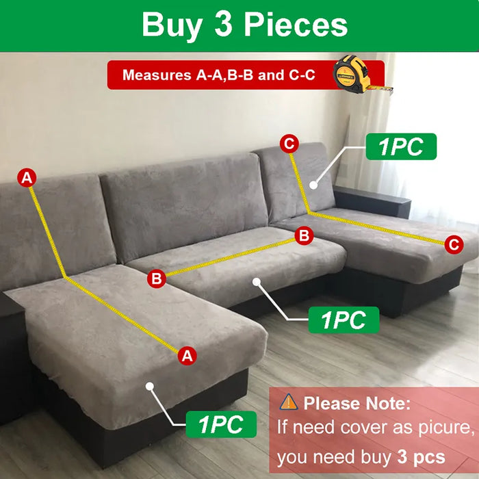 Velvet Sofa Cover for Living Room Thick Elastic Sofa Cover 1/2/3/4 Seater L Shaped Corner Sofa Cover Stretch Cover for Sofa