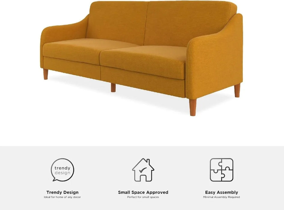 Jasper Coil, Multi-Position Design, Mustard Yellow Linen Futon, Twin