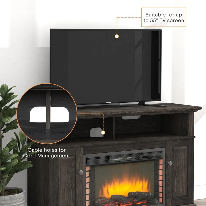 48 Inch Electric Fireplace Tv Cabinet Furniture for Modern Television Stands Entertainment Center With 28" Fireplace Stand Home