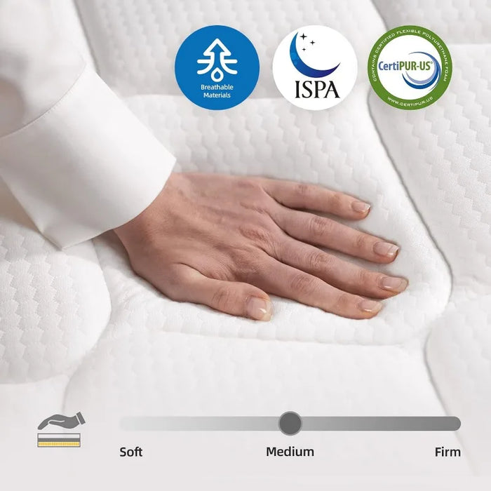 Multiple sizes,10/12 Inch Grey Memory Foam Hybrid Queen Mattresses in a Box,Individual Pocket Spring Breathable