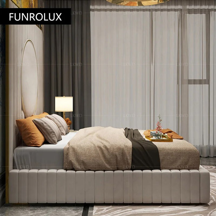 Light luxury leather bed master bedroom marriage bed double luxury atmosphere1.8Mi simple and high-end titanium leather bed