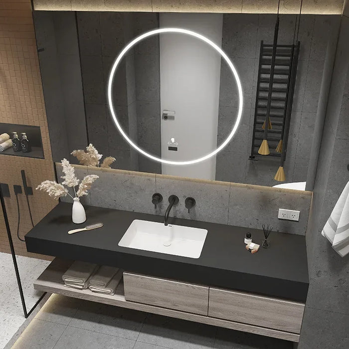 Bathroom Cabinet Smart Mirror Cabinet Slate Ceramic Integrated Washbasin Bathroom Vanity Cabinet with Sink Bathroom Furniture