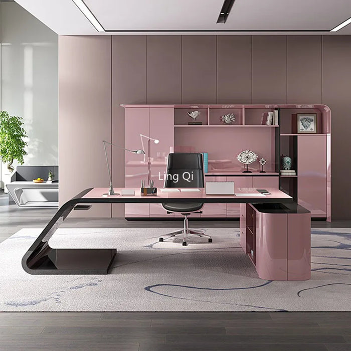Designer Free Shipping Office Desk Pink Women High Quality Customized Computer Desk Boss Unique Mesa Escritorio Office Furniture