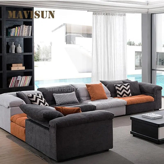 Sectional Sofa Set For Living Room With Lounge Right Chaise Northern European Love-Seat Couch In High Quality Home Furniture