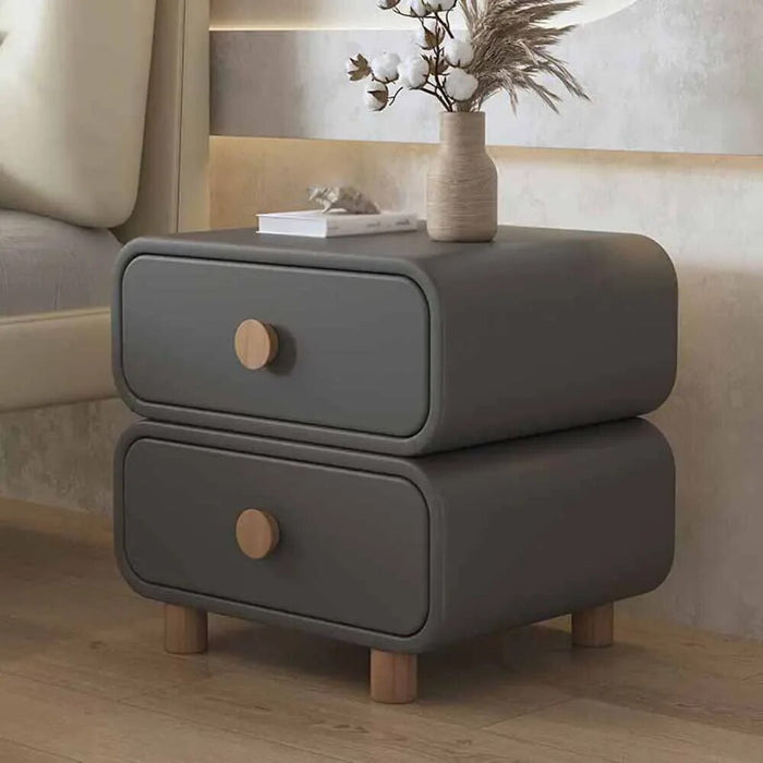 Mini Nightstands Household Bedroom Double Draw Storage Design Microfiber Leather Anti-Scratch Wear-Resistant Bedside Furniture