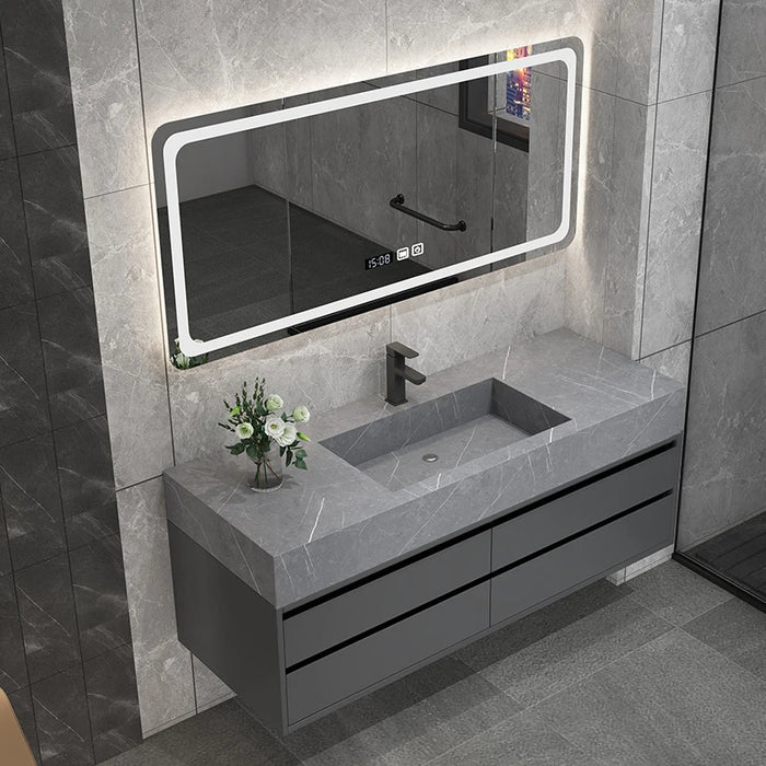 Bathroom Cabinete Modern Full Set Rock Plate Integrated Bathroom Vanities Cabinet Combination Modern Light Luxury Hanging Toilet
