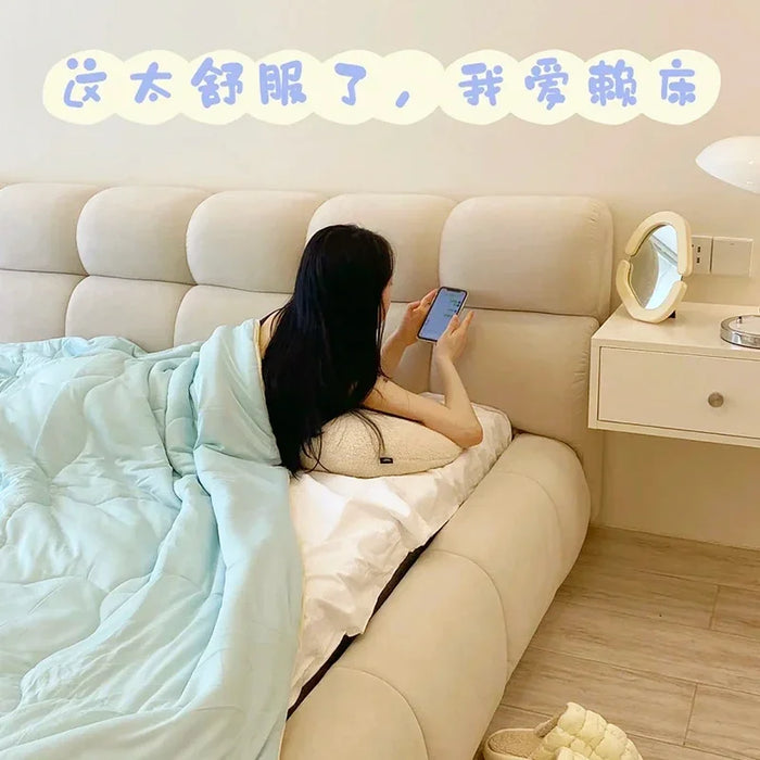 Japanese Modern Upholstered Bed Queen Bed Frame With Headboard Multifunctional Frame Structure Air Bed Yatak Bedroom Furniture