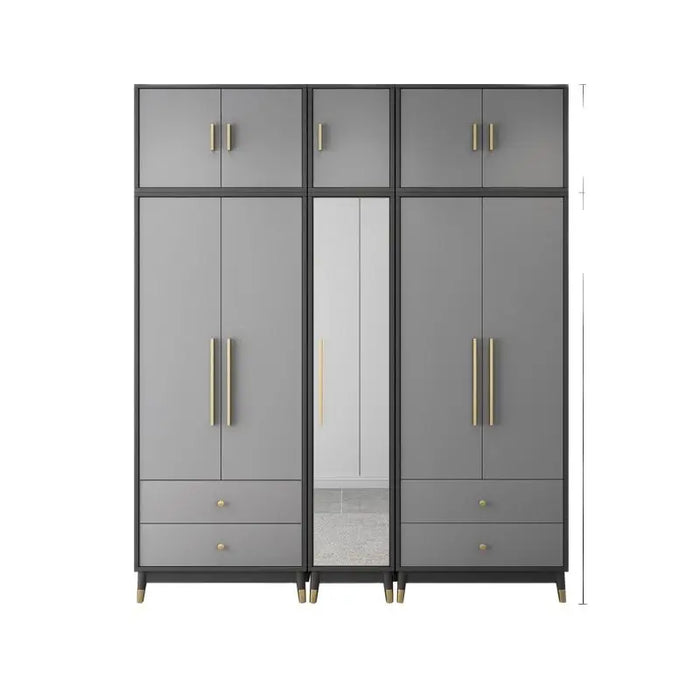 Nordic simple bedroom two door wardrobe landing against the wall modern small flat door wardrobe dressing mirror cabinet combina