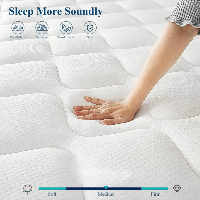 Queen Mattress 10", Hybrid Queen Mattress, Stress Relief Memory Foam, Breathable, Medium Firmness Mattress, Boxed Large Mattress