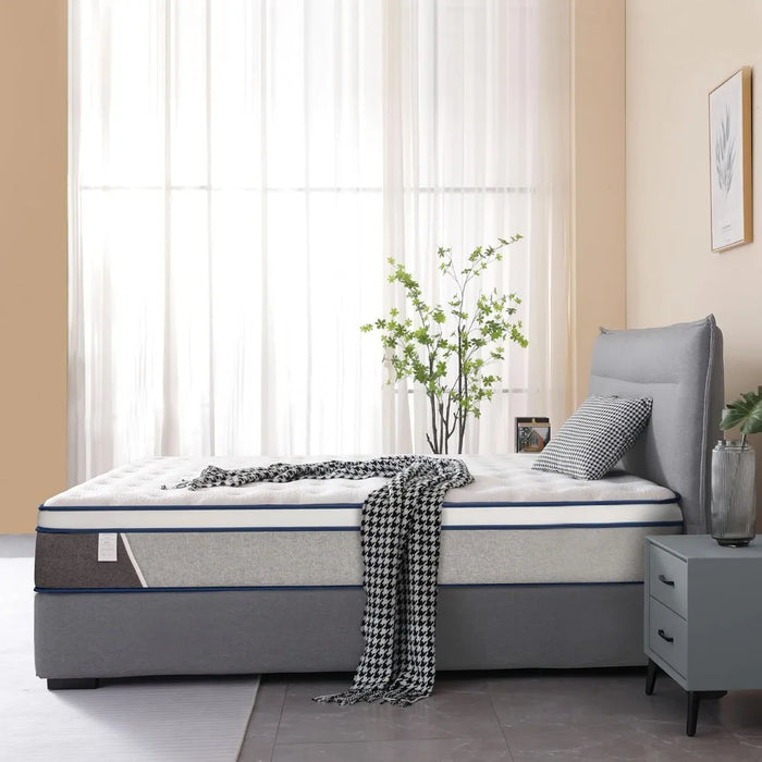 King Size Mattress, 12" Gel Memory Foam and Internal Spring Hybrid Mattress, Motion Isolated, Medium Firmness Mattress
