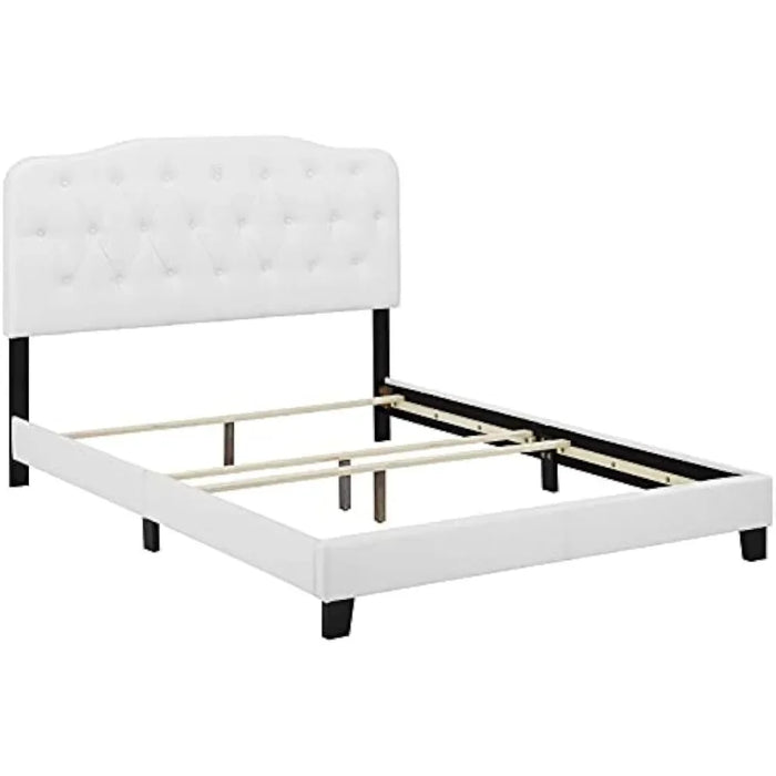 Modway Amelia Tufted Faux Leather Upholstered Full Platform Bed, Bedroom Furniture, Bed Frame