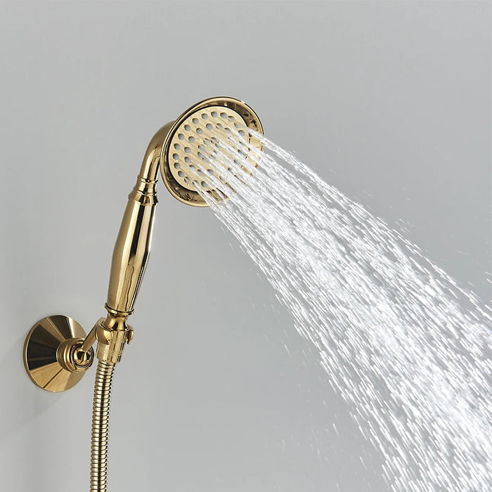 Bathroom Wall Mounted Bathtub Faucet Gold Swan Crystal Handle Bath Chrome Shower  Hot Cold Water Mixer Tap