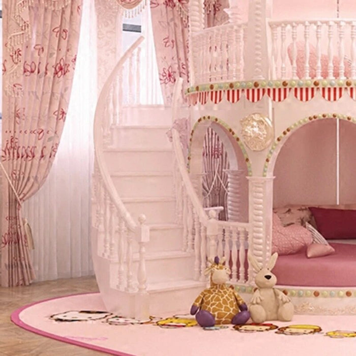 Bedroom Princess Girl Slide Children Bed , Lovely Single Pink Castle Bed Girls Furniture