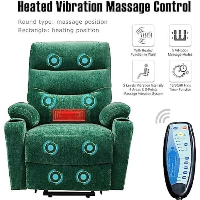 Luxury Living Room Sofa Bed 2 Side Pockets and Cup Holders Computer Chair 3 Positions Green USB Ports Cheap Relax Armchairs Sets