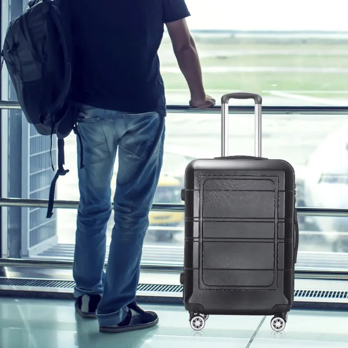 AEDILYS 20" Carry-on Luggage with Ergonomic Handles and TSA Lock, Black  luggage travel bag  trolley bag  suitcases luggage set