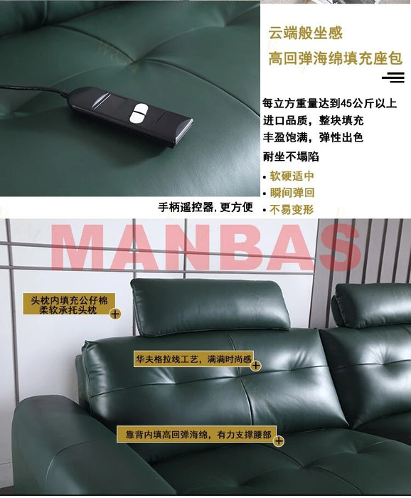 Linlamlim Electric Reclining Sofa Set Italian Genuine Leather Power Recliner Functional Salon Cama Sectional Couch Cinema Seat