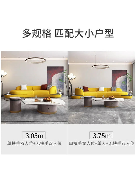 Foshan Fabrik Italienische Designer Stil Linsen Sofa Wohnzimmer Kleine Wohnung Komplette Set von Möbel Ecke Gebogene Sofa