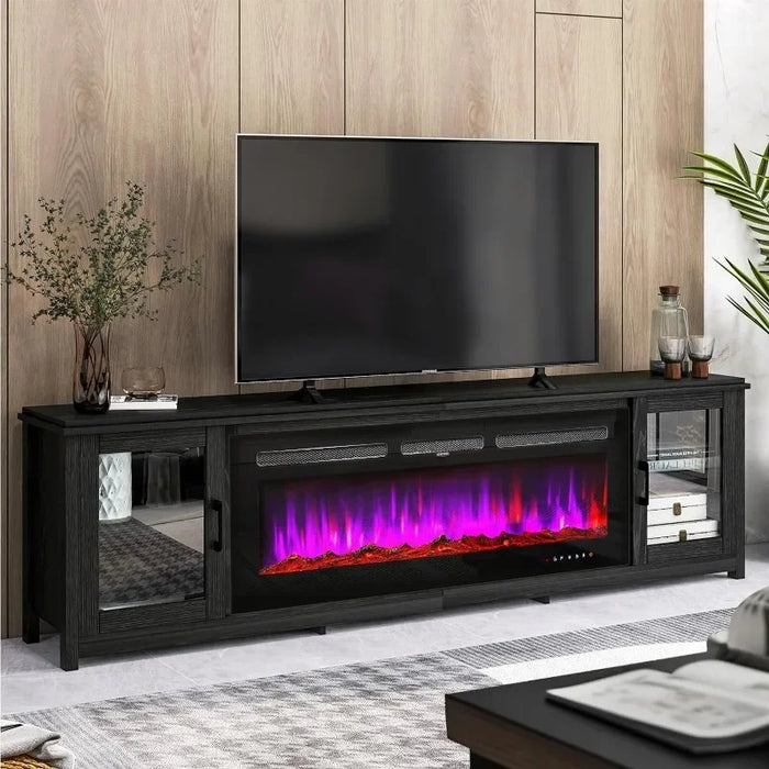 80" Fireplace TV Stand, Entertainment Center with 50" Electric Fireplace, Media Console Table Designed for Living Room