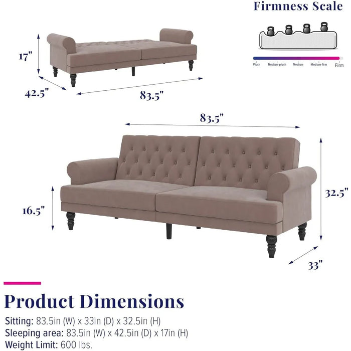 Cassidy Upholstered Futon Recliner Sofa Blush Velvet Living Room Sofas Beds Livingroom Furniture Sets Convertible Sofa Bed Home