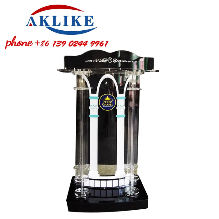 2024 Modern Pulpit Design Acrylic Lectern With Speaker Clear Plastic Pulpit Bible Top Table Outdoor Wedding Lectern