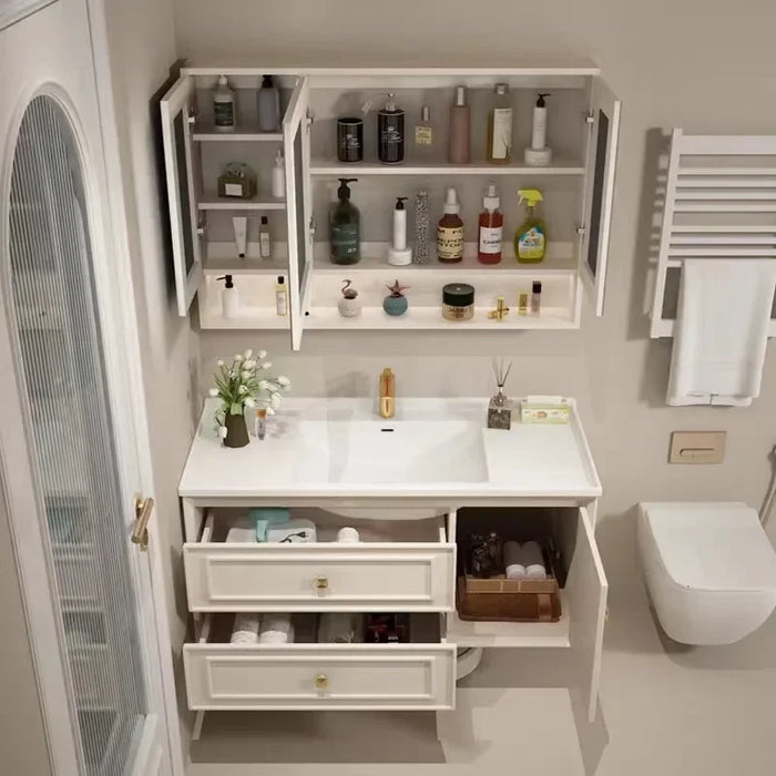 American Modern Bathroom Sink Cabinet Simple Smart Ceramic Integrated Washbasin Mirror Cabinets Combination Home Furniture