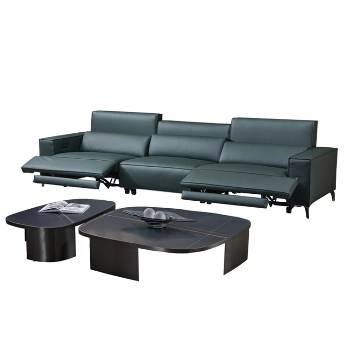 Minimalist Small Apartment Living Room Simple Double Three-Person Combination Leather Sofa
