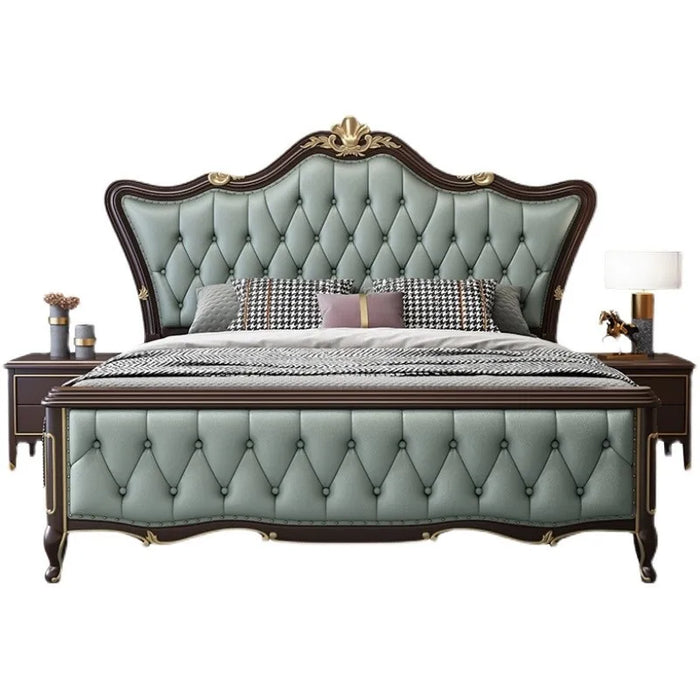 Light luxury American solid wood bed Modern simple double bed Master bedroom European high-grade queen bed king bed