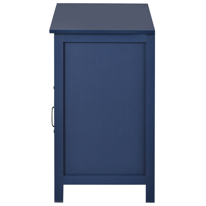 Navy TV Stand: Stylish Cabinet for up to 68" TV, 2 Doors, 2 Drawers - Modern Open Style Sideboard for Living Room