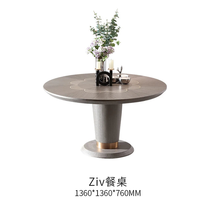 Modern American light luxury solid wood round dining table restaurant small apartment table and chair combination