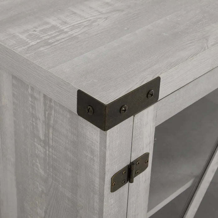 TV Stand, Modern Farmhouse Glass Door for TVs Up To 65", Stone Grey, Tv Stand Living Room Furniture