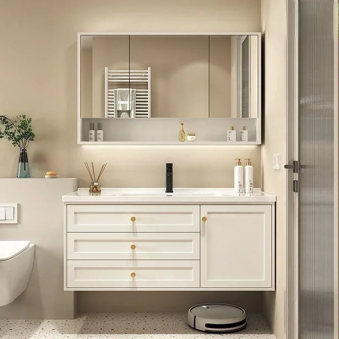 Modern White Bathroom Cabinet Under Sink Ceramic Integrated Washbasin Smart Mirror Cabinet Bathroom Vanity Bathroom Furniture