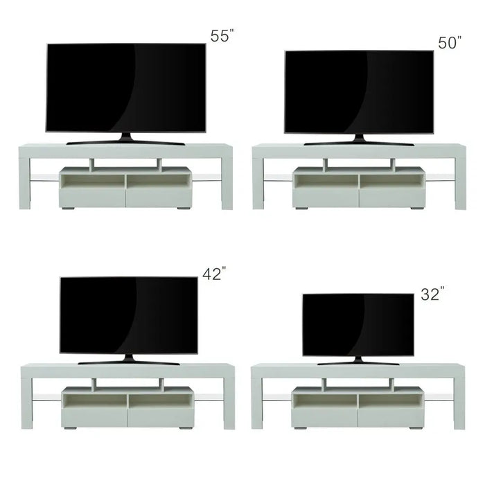 Living Room Furniture TV Stand Cabinet with 2 Drawers & 2 Open Shelves, 20-color RGB LED Lights with Remote