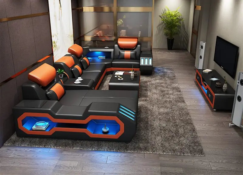 New arrival living room furniture top quality living room sofa set Red color leather sofa