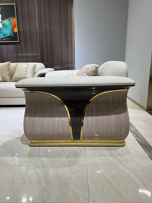 Italian light luxury high-end luxury villa leather sofa modern large living room sofa new