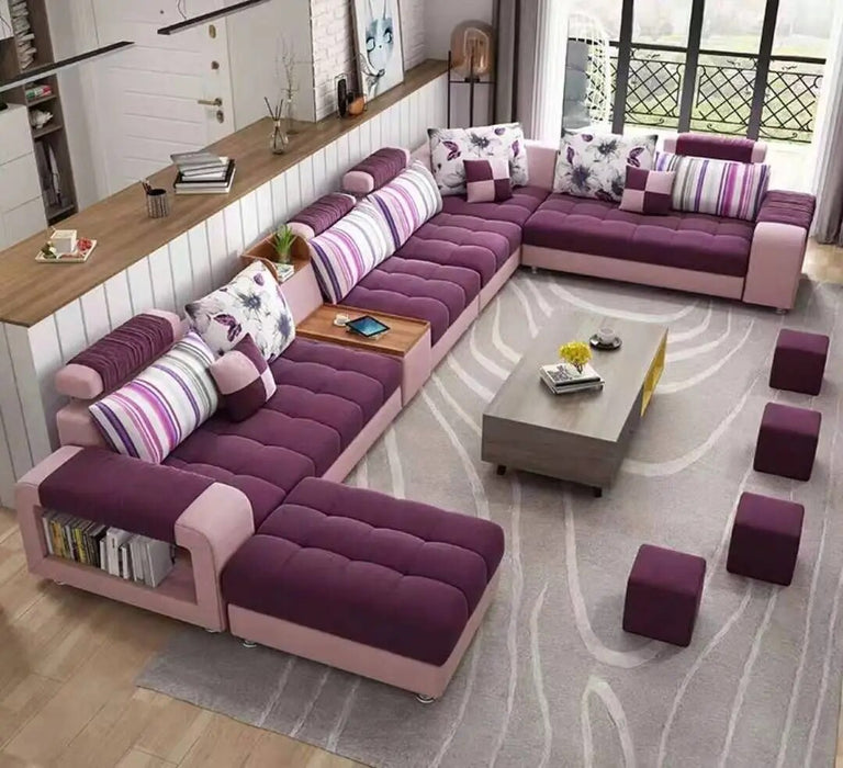 Hot Sale Living Room Fabric U Shape 7 Seater Furniture Sofa Nordic Set Luxury Modern Sofas
