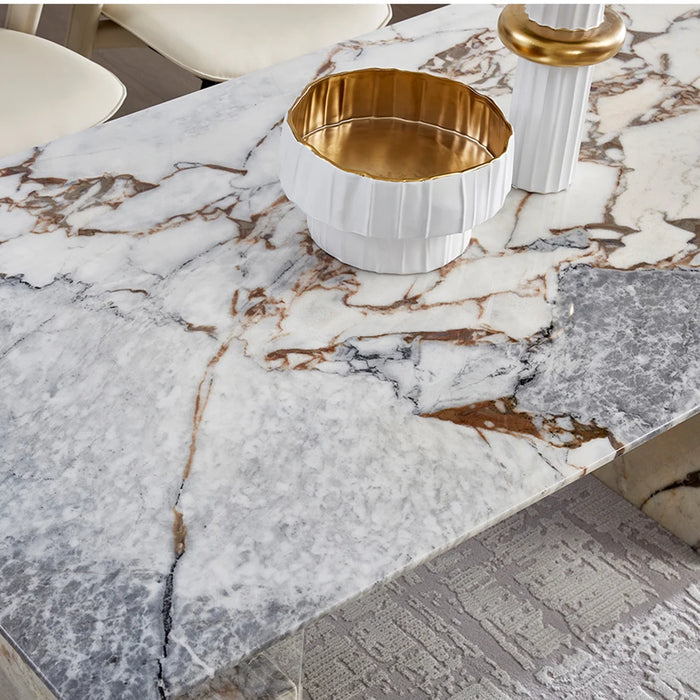 Natural Marble Dining Table Luxurious Modern Rectangular Dining Table Household Acrylic Suspended Dining Table