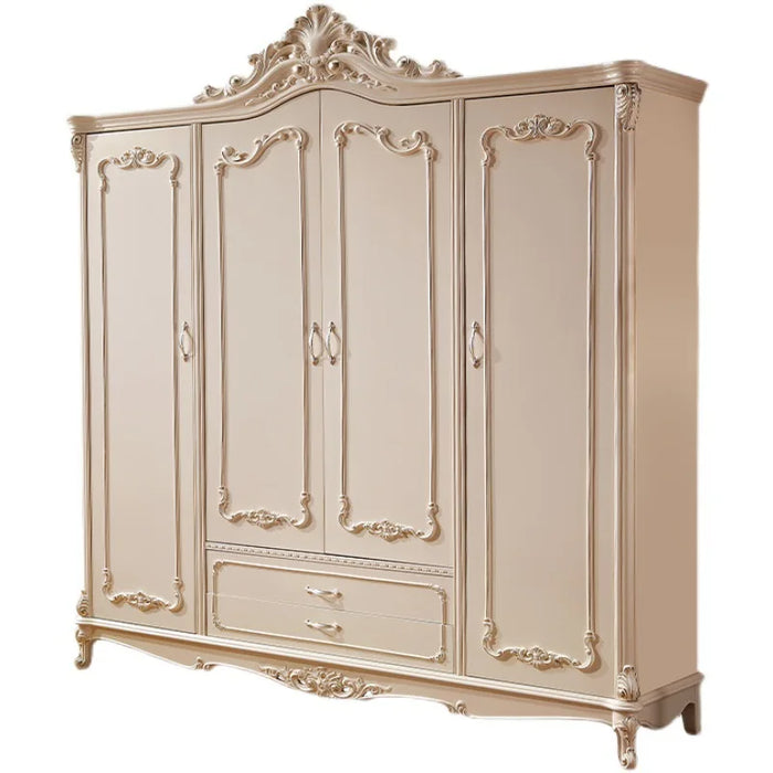 Bedroom European-style furniture luxury carved French 2.2m adult solid wood storage four-door wardrobe