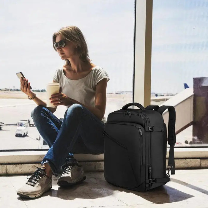 Airplane Carry On Backpack 40L Extra Large Expandable Waterproof Travel Backpack Sports Luggage For Travel Overnight Women