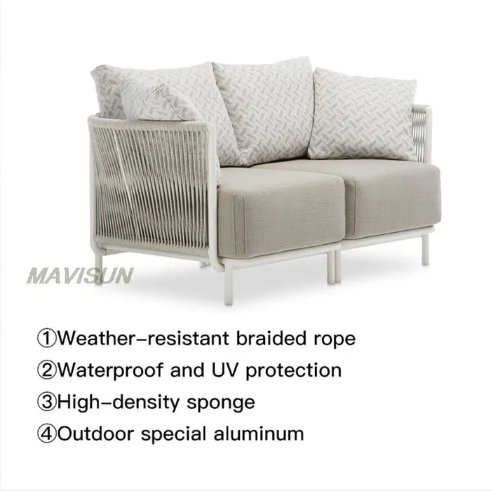 Rattan Outdoor Sofa For Courtyard Open-Air Balcony Leisure Coffee Table Combination Villa Chair Waterproof Sunscreen Furniture