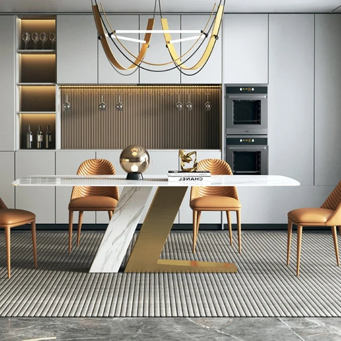 Modern Center Dining Table Mobile Minimalist Large Kitchen Table Marble Stone Dining Table Dinner Mesa Comedor Garden Furniture