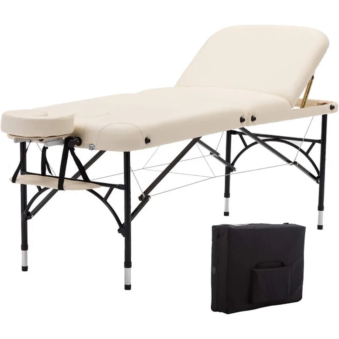 28" Width 3 Folding Portable Lightweight Massage Table Facial Salon Spa Tattoo Bed with Aluminium Leg for Home Office